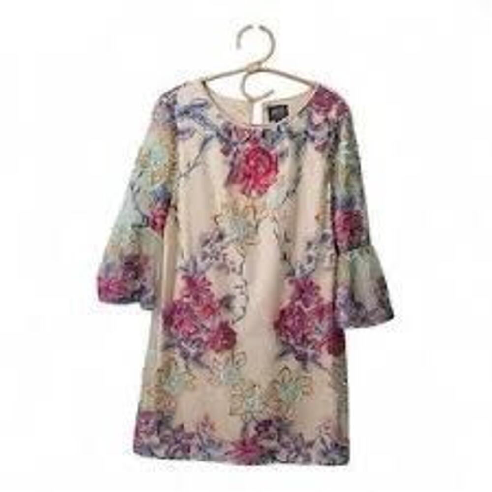 NWT $98 ECI New York 8 Floral Embroidered Mesh Dress
